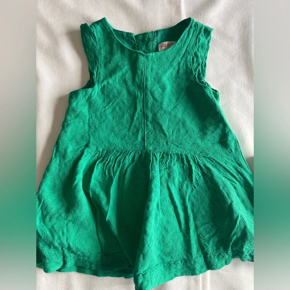 Cat & Jack Green Dress and Diaper Cover Set